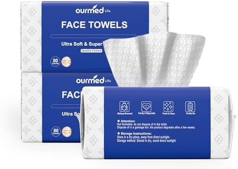 Ourmed Life Clean Face Towels Disposable, Ultra Soft & Absorbent, 240 Ct by ourmedlife
