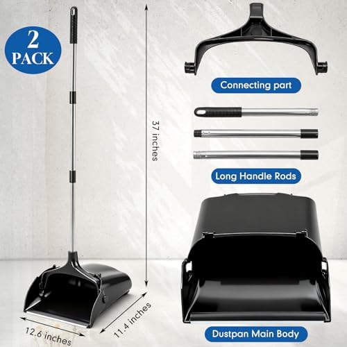 Maxcheck 2 Pcs 37'' Upright Lobby Dust Pan Plastic Bulk - Image 2