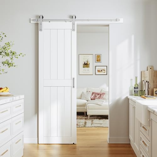 SMARTSTANDARD 24" x 84" White Sliding Barn Door - Image 2