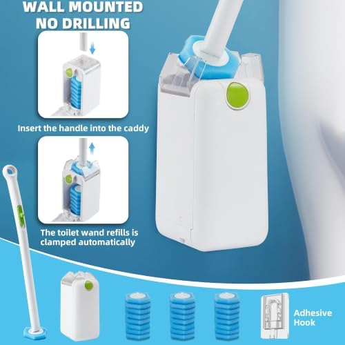 Disposable Toilet Brush and Holder Set, 24 Toilet Wand Refills - Image 4