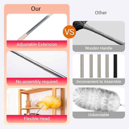 Lambswool Duster Extendable 22–55 Inch, Natural Wool Duster - Image 4