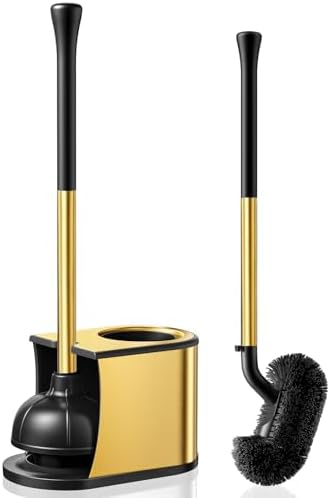 HAMITOR Toilet Plunger and Brush Set: 2 in 1 Stainless Steel Combo by HAMITOR