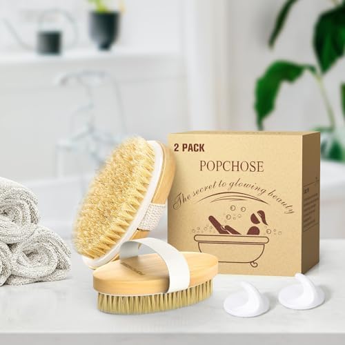 POPCHOSE Dry Brushing Body Brush, 2 Pack Boar Bristle Exfoliating Brush - Image 7