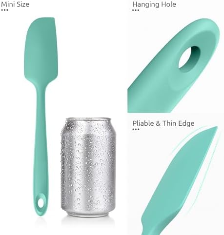 U-Taste Small Mini Silicone Spatula, 9in Rubber Jar Bowl Scraper, Aqua Sky - Image 6