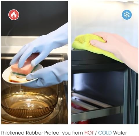 COOLJOB 2 Pairs Household Rubber Gloves, Cotton Lining - Image 4