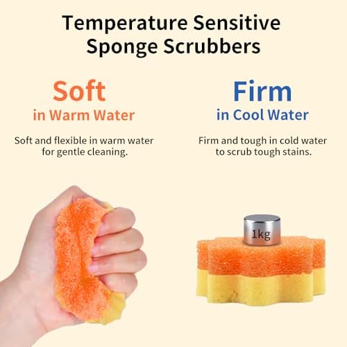 8Pcs Colorful Smile Scrub Sponges, BIH Temperature Controlled Dish Sponge - Image 3