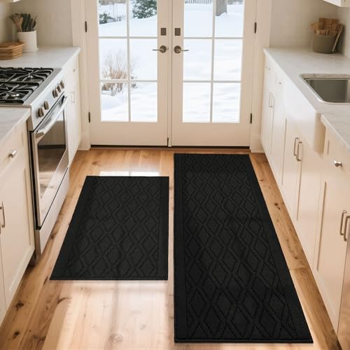 COSY HOMEER Kitchen Rugs Sets of 2 Non-Slip Washable, 60x24Inch/35X24Inch by COSYHOMEER