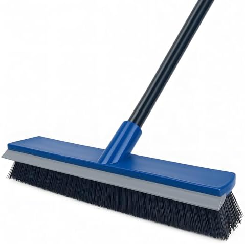 16 Inch 2-in-1 Squeegee Push Broom Outdoor Deck Brush 58" Long Handle by KeFanta