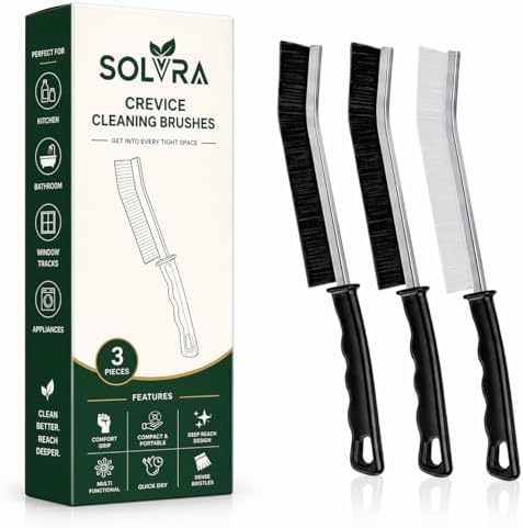 Crevice Cleaning Brush Set 3Pcs Hard Bristle Tools by Solvra