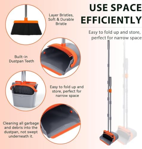 YZO Broom with Dustpan Combo Set, 56.1-Inch Long Handle Standing Design - Image 3