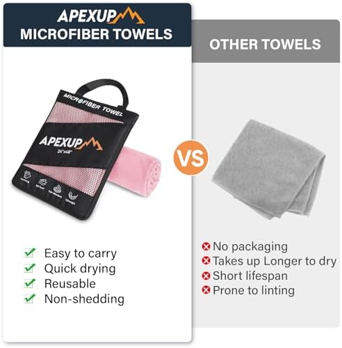 APEXUP Microfiber Travel Towel, Ultra Absorbent Quick Dry Towels, Lightweight - Image 3