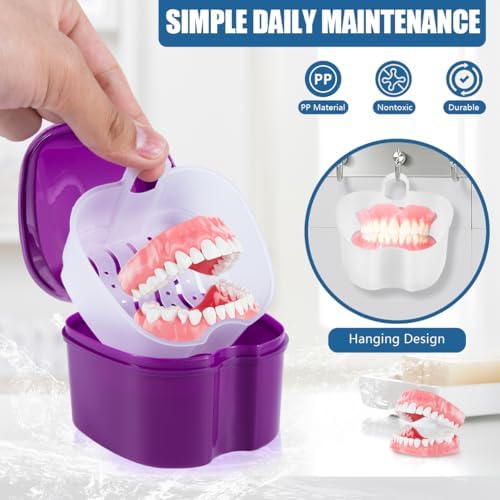 KISEER Purple Denture Bath Case Cup Box Holder Storage Container - Image 3