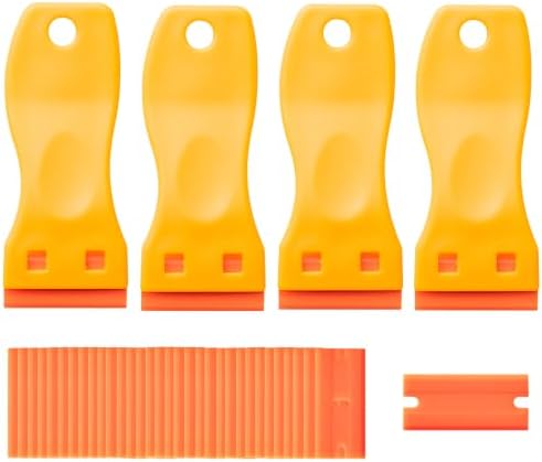 4 Pcs Plastic Razor Blade Scraper and 120 Pcs Blades by CADONO