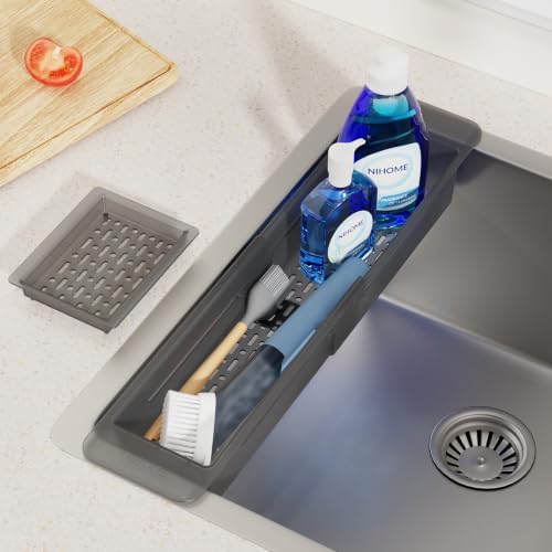 NiHome Extendable Sink Caddy, Small Telescopic Kitchen Brush Holder - Image 2