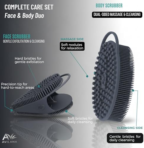 Avilana Premium Body Scrubber and Face Brush Set - Image 4