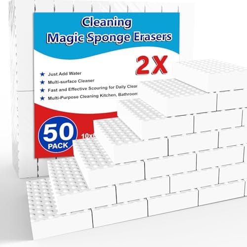 SmilinFit Magic Sponge Erasers, 50 Pack 2X Density Stronger Melamine Sponge by SmilinFit