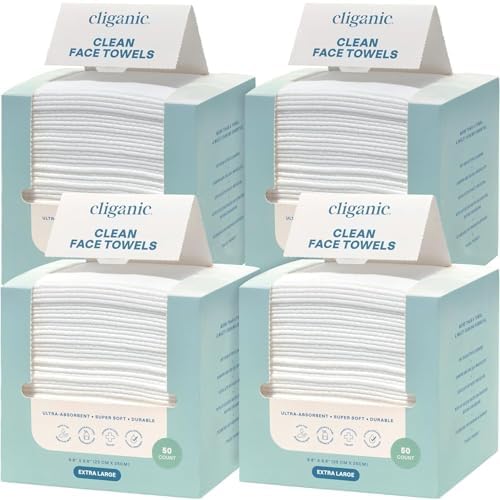 Cliganic Face Towels XL, Disposable Makeup Remover, Soft Dry Wipes, 200 ct by Cliganic