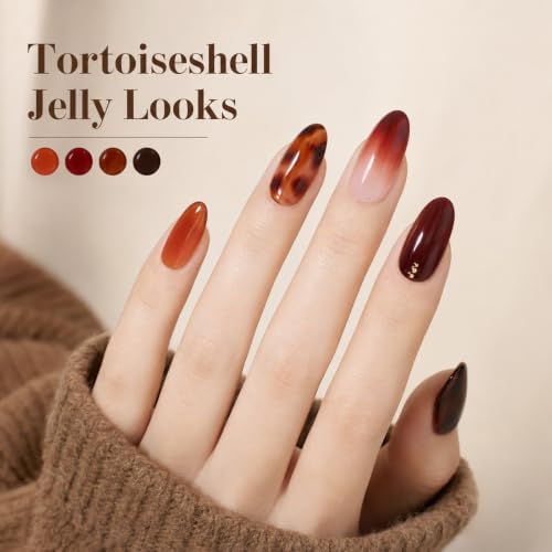 Beetles Jelly Tortoise Fall Gel Nail Polish Set 6 Transparent Fall Colors - Image 3