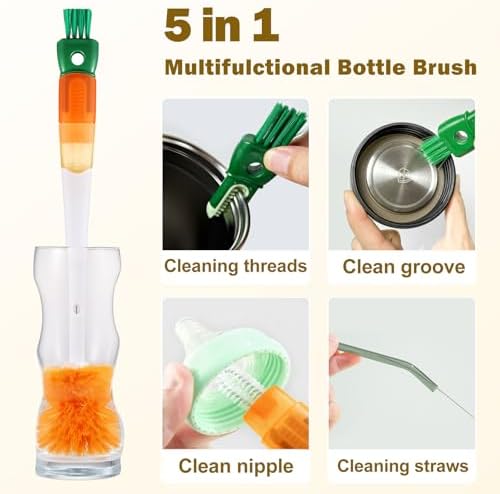 XYFuuee 5Pcs Water Bottle Cleaner Brush Set 5 in 1 Cup Straw Cleaning Brush - Image 2