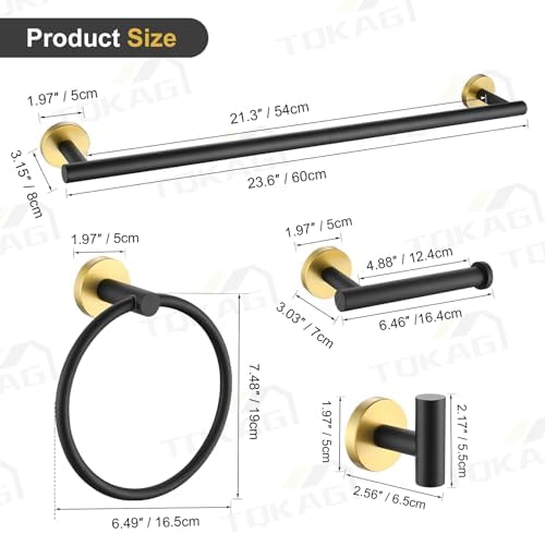 TQKAG Black and Gold Bathroom Hardware Accessories Set 10-Pieces, Premium - Image 6