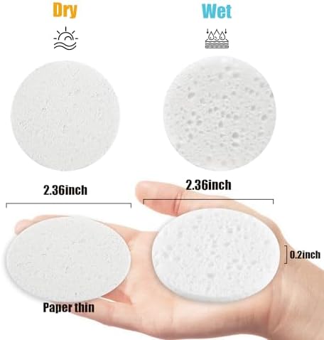 100-Count Facial Sponges Compressed Natural Cellulose Sponge Round Shape Face - Image 3