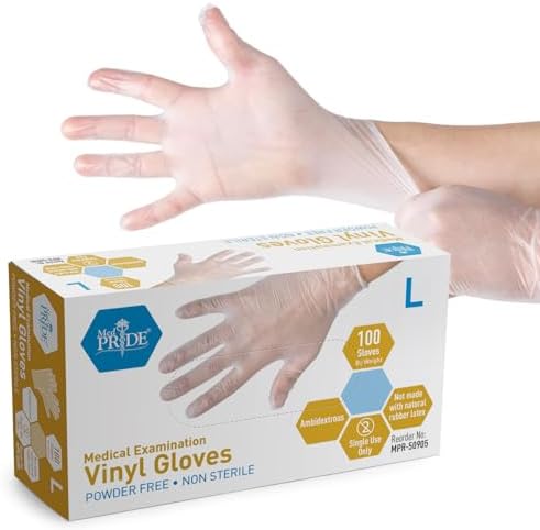 MED PRIDE Medical Vinyl Examination Gloves Latex & Rubber Free, Ultra-Strong by MEDPRIDE