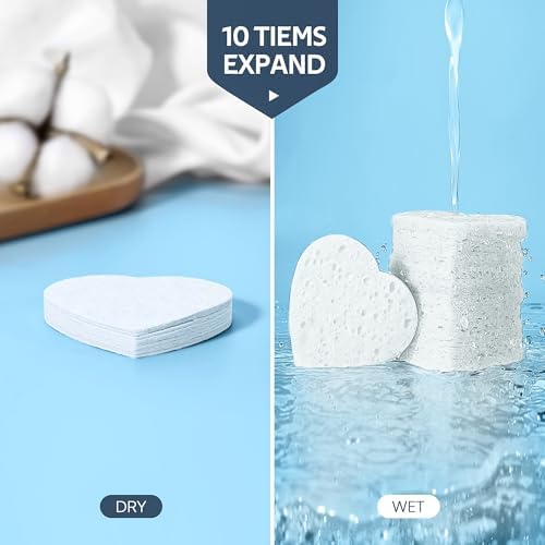 GAINWELL 50-Count Heart Shape Compressed Facial Sponges - Image 4