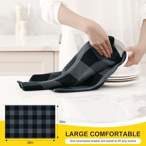 Homaxy 100% Cotton Plaid 4 Pack Kitchen Towels - Image 3