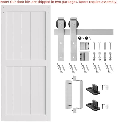 SMARTSTANDARD 36" x 84" White Sliding Barn Door - Image 5