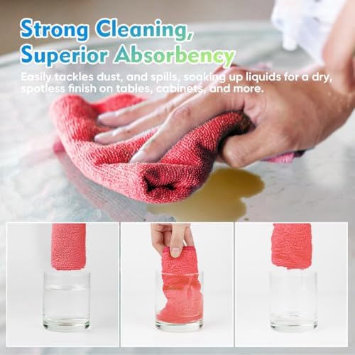 HOMEXCEL Red Microfiber Cleaning Cloth 12 Pack, 12.5 x 12.5 inch Microfiber - Image 3