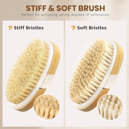 POPCHOSE Dry Brushing Body Brush, Natural Bristle Exfoliating Brush - Image 4