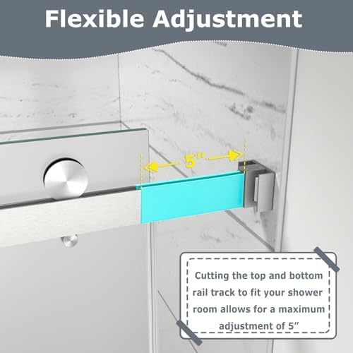 Frameless Frosted Double Bypass Sliding Tub Shower Door, 5/16" ANSI Tempered - Image 5
