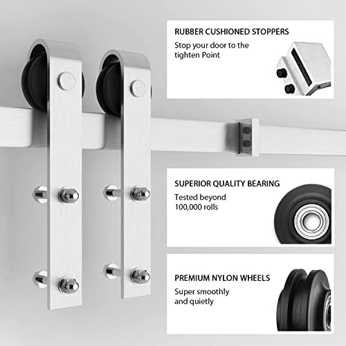 SMARTSTANDARD 7 Feet Brushed Nickel Barn Hardware Kit, Fit 42" W Door - Image 5