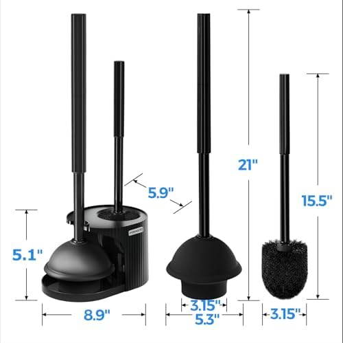 FORASTO 2Pack 2 in 1 Toilet Brush and Plunger Set, Extended Handle Plunger - Image 6