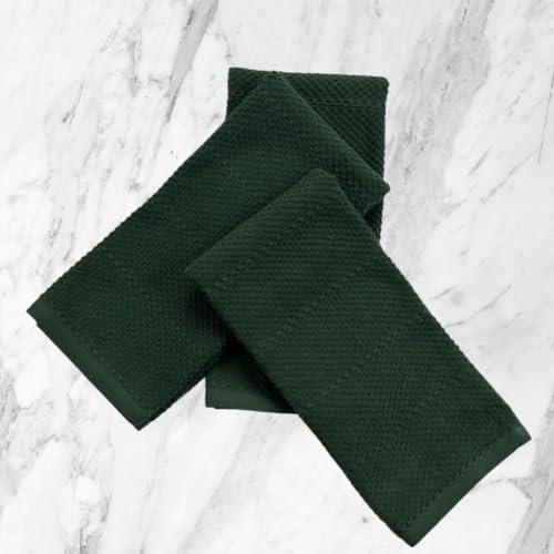 Dark Green Kitchen Hand Dish Towels, 100% Cotton - Image 5