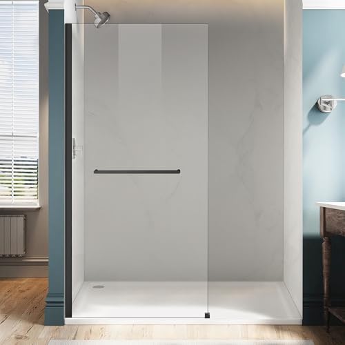 36" W x 76" H Frameless Fixed Glass Shower Door, Matt Black by BathStellarMall