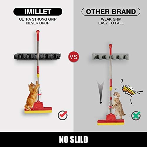 IMILLET 2 Pack Mop and Broom Holder, Wall Mount Organizer Storage Tool Rack - Image 4