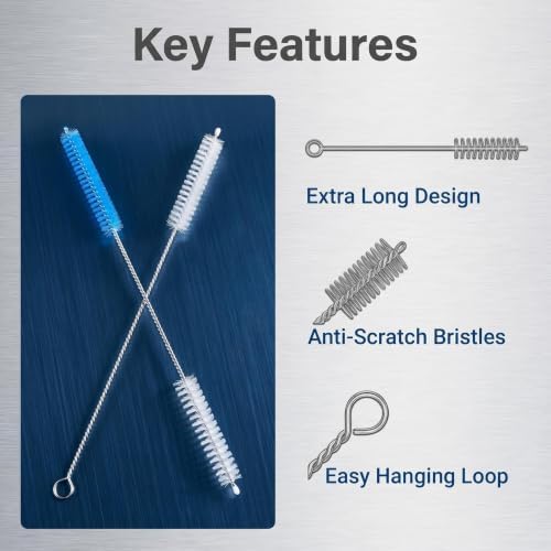 Straw Cleaner Brush, Reusable Metal Handles Straw Cleaner Brush Extra Long - Image 2