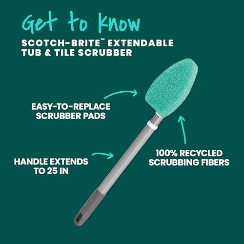 Scotch-Brite Extendable Tub & Tile Scrubber Kit, 1 Handle & 3 Scrubbers - Image 2
