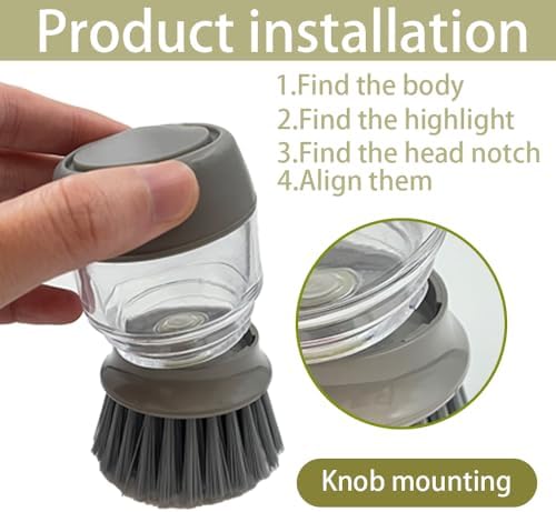 Palm Brush Refills, Dish Brush Replacement Head, 4 Pack - Image 3