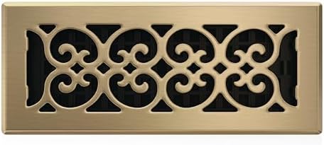 Decor Grates SPH412-A Scroll Design Floor Register, 4x12 Inches, Antique Brass by DecorGrates