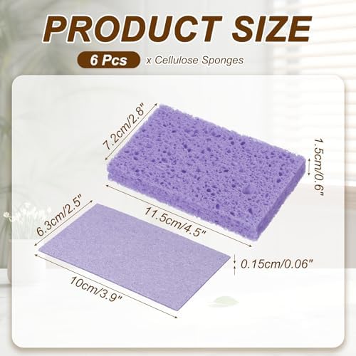 uxcell 6Pcs Cellulose Sponges, Square Kitchen Clean Sponges Non-Scratch - Image 2