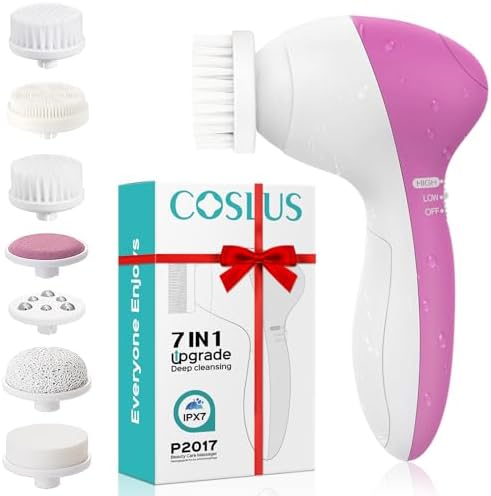 COSLUS Facial Cleansing Brush Face Scrubber, Upgrade Set, Pearl Pink by COSLUS