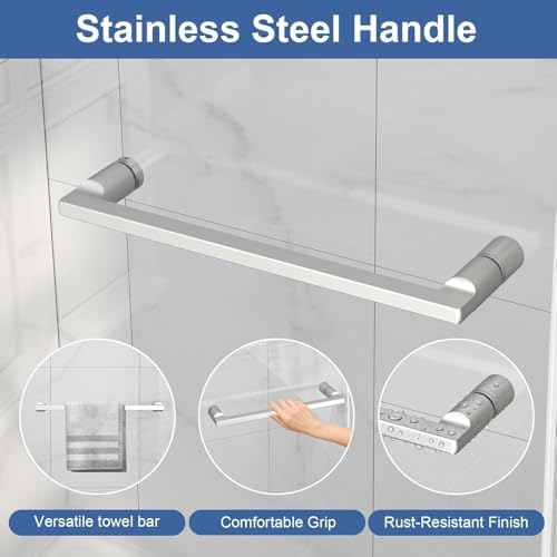 42-48" W x 72" H Frosted Pivot Shower Glass Door Brushed Nickel - Image 4