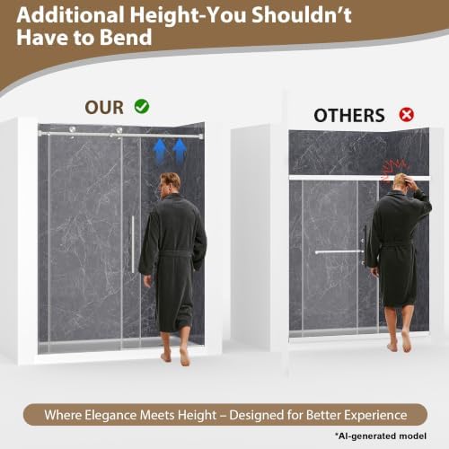 49-54" W x 76" H Frameless Sliding Shower Doors Brushed Nickel - Image 4