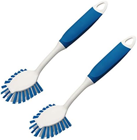 2-Pack Dish Brushes with Scraper, Durable Nylon Bristles Kitchen Scrub Brush by PHYEX