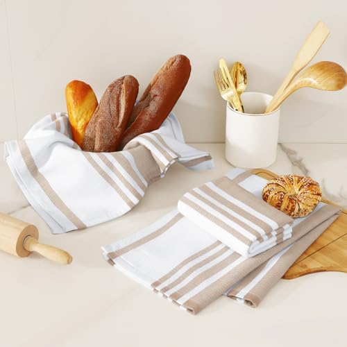 Homaxy Premium Cotton Stripe Kitchen Towels 6 Pack - Image 6