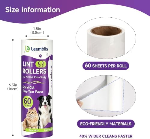 Super Strong Lint Roller Replacement Pack, Pet Hair Lint Roller - Image 2