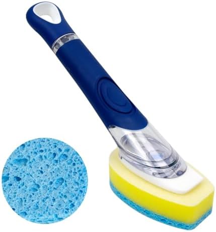 CELOX Dish Scrubber with Soap Dispenser, Kitchen Brush Dish Sponge with Handle by CELOX