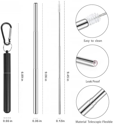 1 Pack Metal Straws for Cruise Ship Essentials, Travel Essentials, Reusable - Image 2